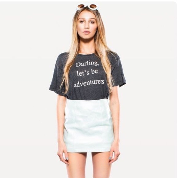 Wildfox Tops - Wildfox Gray Let’s Be Adventurers Graphic Tee